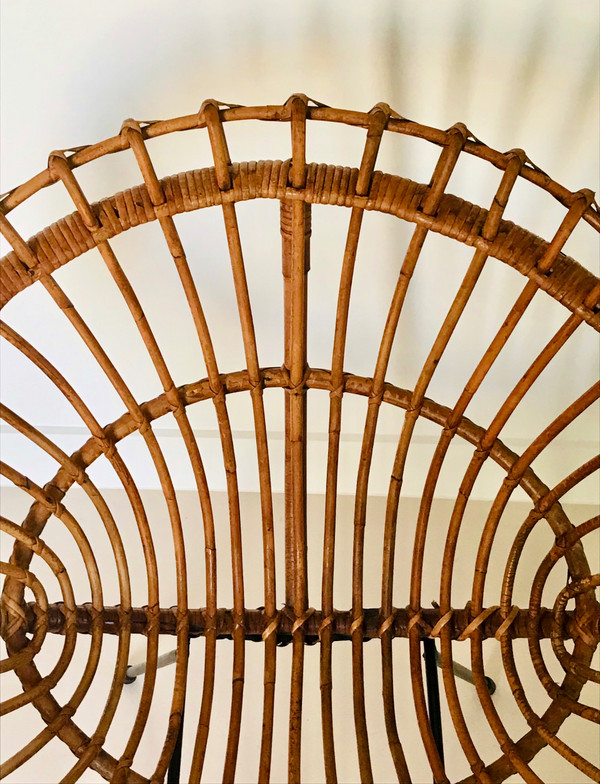 Ein Paar Rattan-Schalensessel, die Franco Albini zugeschrieben werden, Italien 60er Jahre