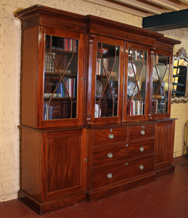 Importante Bibliothèque En Acajou d'époque 19° Siècle -angleterre