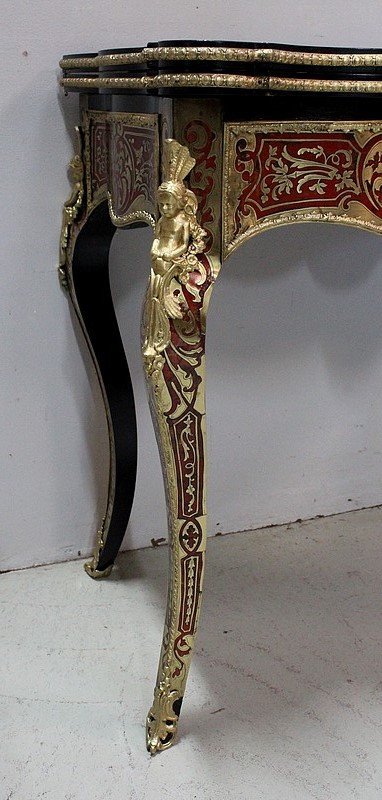 Table de Jeux en Marqueterie `Boulle`, époque Napoléon III - Milieu XIXe