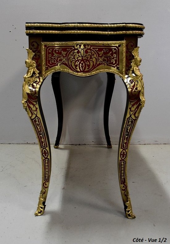 Table de Jeux en Marqueterie `Boulle`, époque Napoléon III - Milieu XIXe