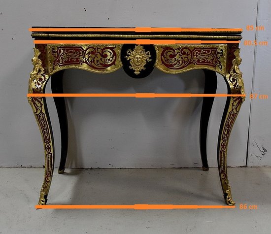 Table de Jeux en Marqueterie `Boulle`, époque Napoléon III - Milieu XIXe