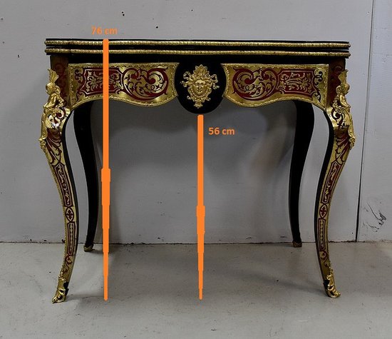 Table de Jeux en Marqueterie `Boulle`, époque Napoléon III - Milieu XIXe
