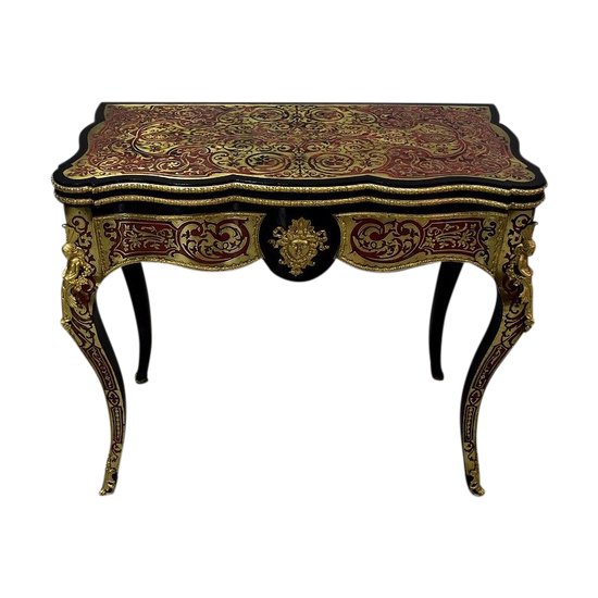 Table de Jeux en Marqueterie `Boulle`, époque Napoléon III - Milieu XIXe