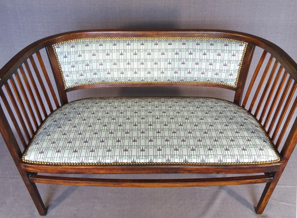Thonet bench seat No. 6228, Kammerer, Backhausen fabrics, 1915