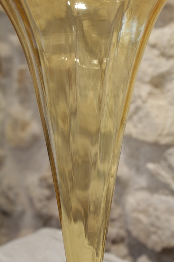 Yellow and blue glass vase from the Portieux crystal glassworks, late 19th century