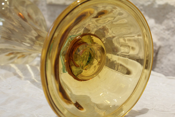 Yellow and blue glass vase from the Portieux crystal glassworks, late 19th century