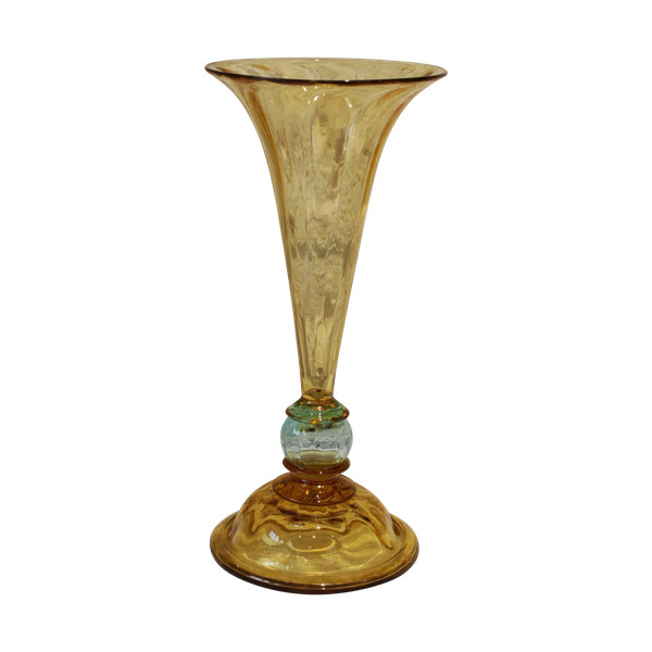 Yellow and blue glass vase from the Portieux crystal glassworks, late 19th century