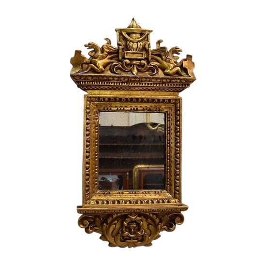 Petit Miroir en bois Doré à Décors d'animaux Ailés - Fin XIXe