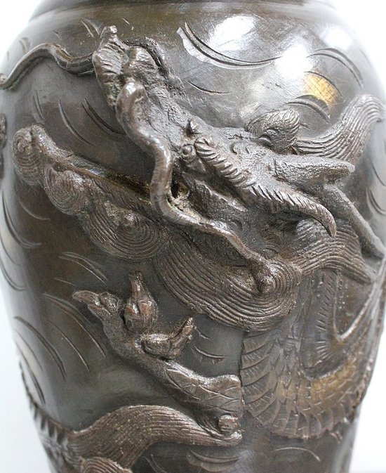 Paire de Lampes Asiatiques à Patine Brune - 1900