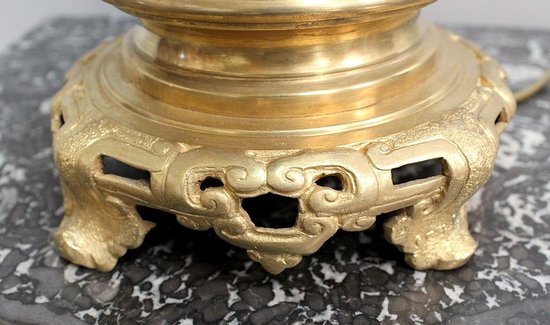 Paire de Lampes Asiatiques à Patine Brune - 1900