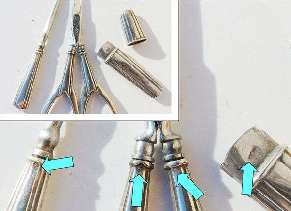 Art Deco Silver Sewing Set Early 20th Century Scissors Needle Case