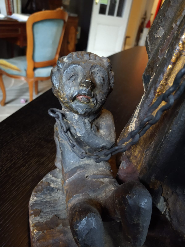Rara scultura di San Bartolomeo del XIV secolo. Spagna.
