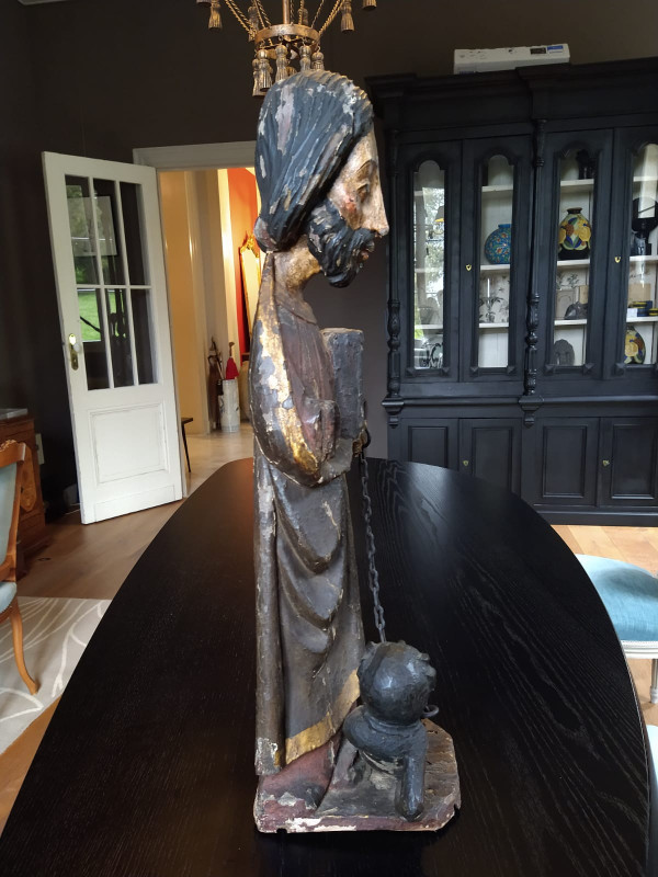 Rara scultura di San Bartolomeo del XIV secolo. Spagna.