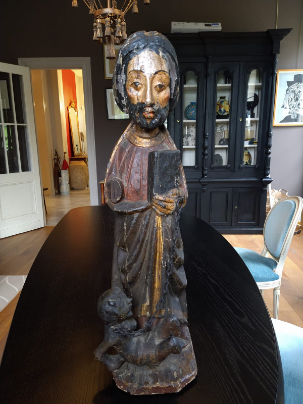 Rara scultura di San Bartolomeo del XIV secolo. Spagna.