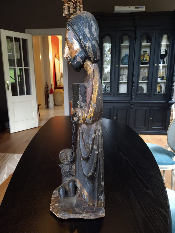 Rara scultura di San Bartolomeo del XIV secolo. Spagna.