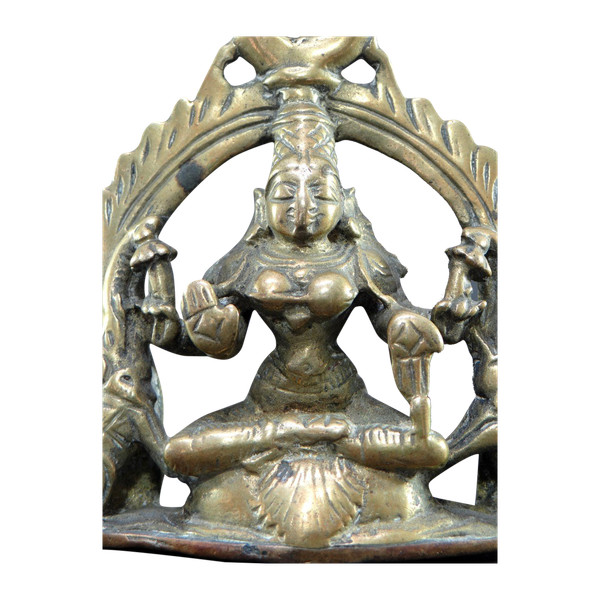 Inde, XIXème Siècle, Autel à Suspendre En Bronze Dédié à La Déesse Lakshmi Aux éléphants. 