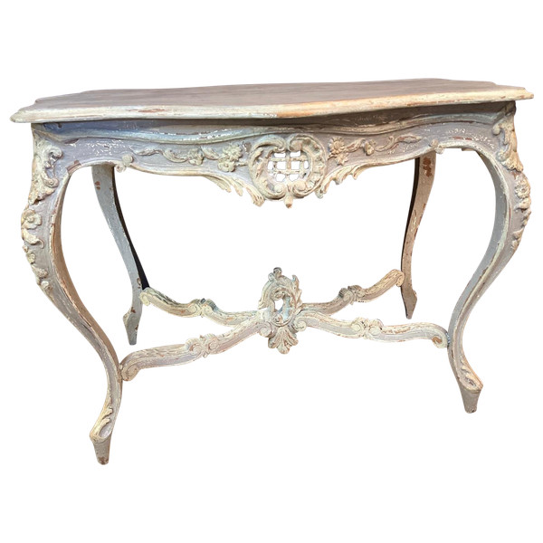 Table de milieu galbée louis XV patinée datant du 19e siècle 