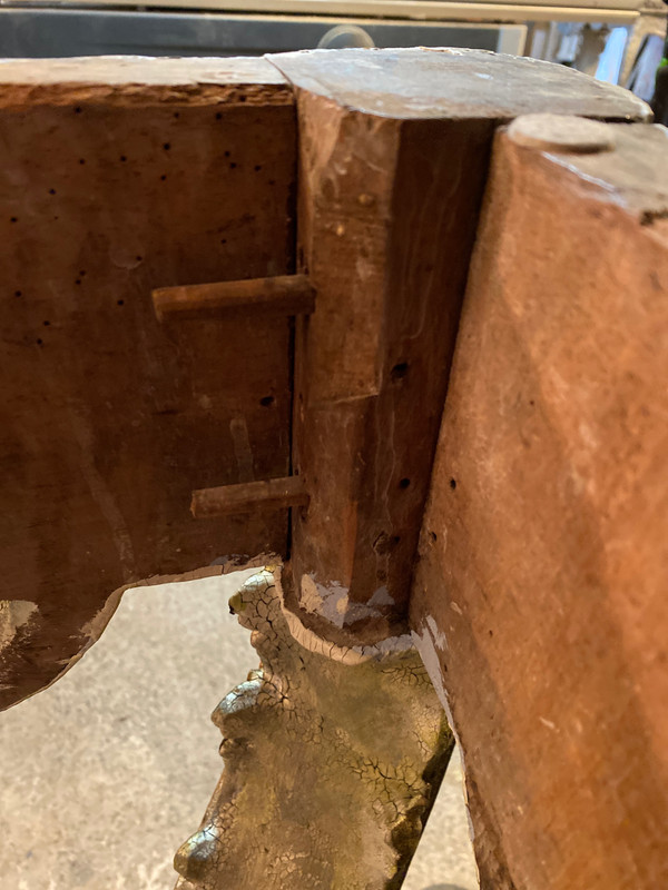 Console di transizione Luigi XV del XVIII secolo con marmo originale