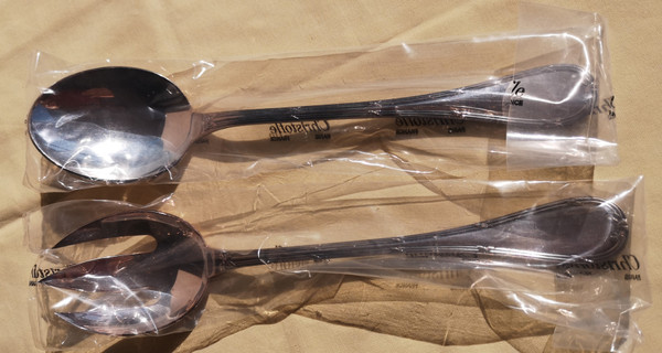 Rubans orfèvrerie Christofle salad servers (2 pieces), new in blister pack