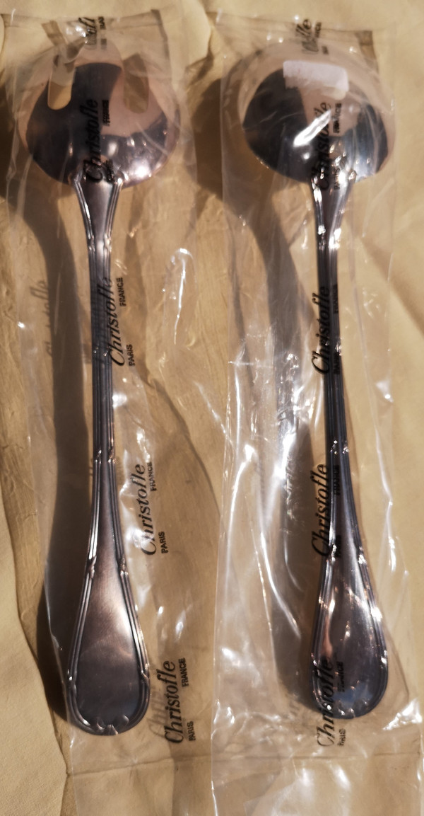Rubans orfèvrerie Christofle salad servers (2 pieces), new in blister pack