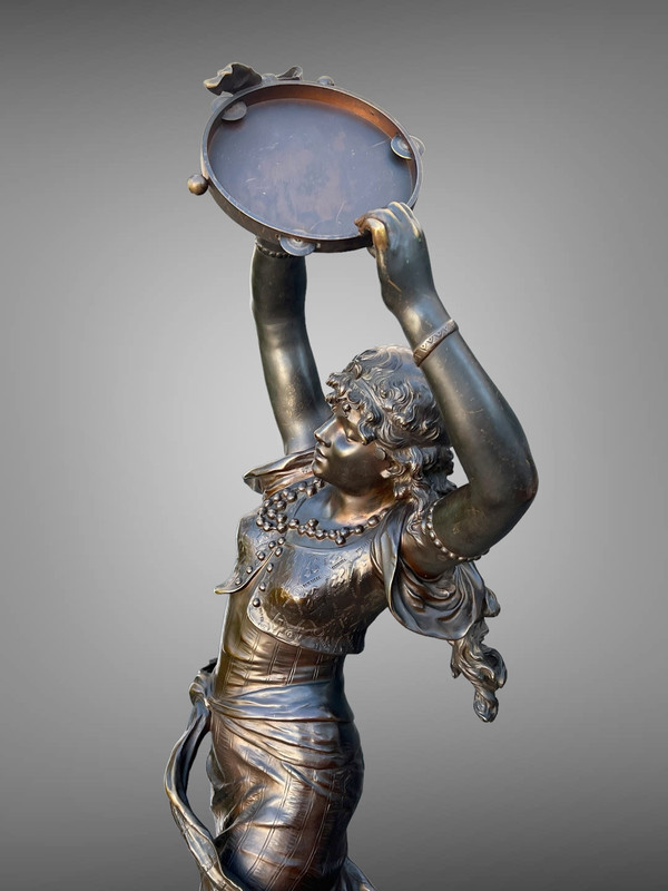 BRONZE "AUGUSTE MOREAU 1834" ORIENTAL DANCER 97 CM HIGH ROTATING BASE