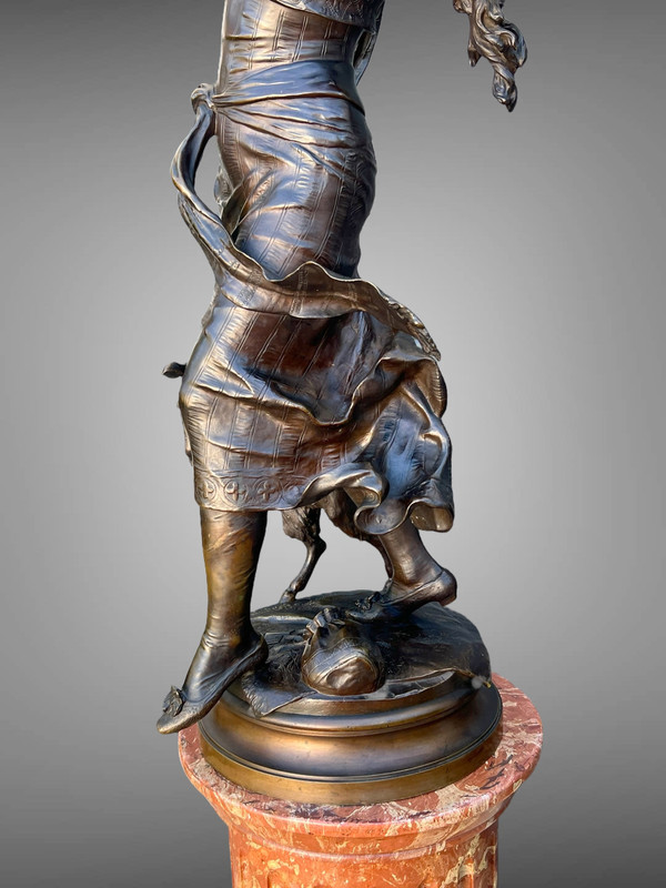 BRONZE "AUGUSTE MOREAU 1834" ORIENTAL DANCER 97 CM HIGH ROTATING BASE