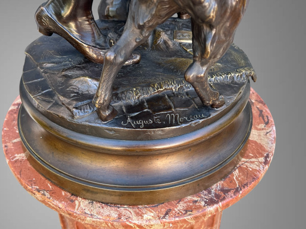 BRONZE "AUGUSTE MOREAU 1834" ORIENTAL DANCER 97 CM HIGH ROTATING BASE