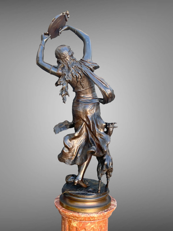 BRONZE "AUGUSTE MOREAU 1834" ORIENTAL DANCER 97 CM HIGH ROTATING BASE