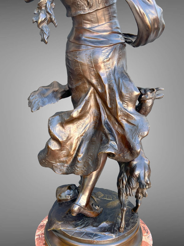 BRONZE "AUGUSTE MOREAU 1834" ORIENTAL DANCER 97 CM HIGH ROTATING BASE