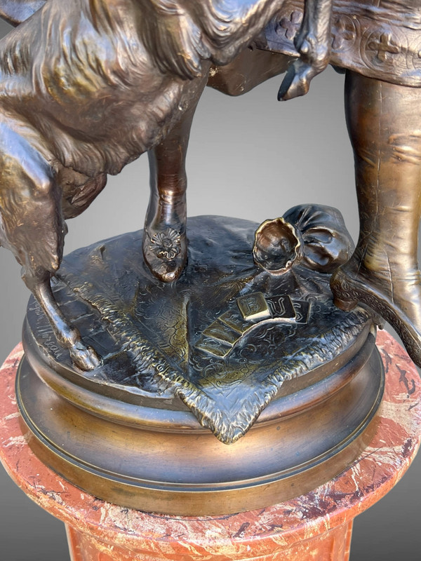 BRONZE "AUGUSTE MOREAU 1834" ORIENTAL DANCER 97 CM HIGH ROTATING BASE