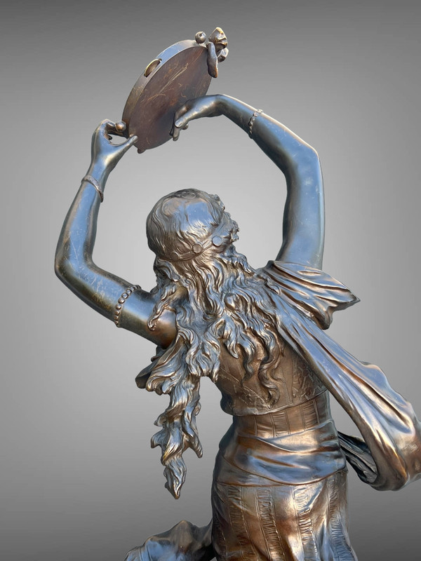 BRONZE "AUGUSTE MOREAU 1834" ORIENTAL DANCER 97 CM HIGH ROTATING BASE