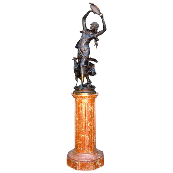 BRONZE "AUGUSTE MOREAU 1834" ORIENTAL DANCER 97 CM HIGH ROTATING BASE