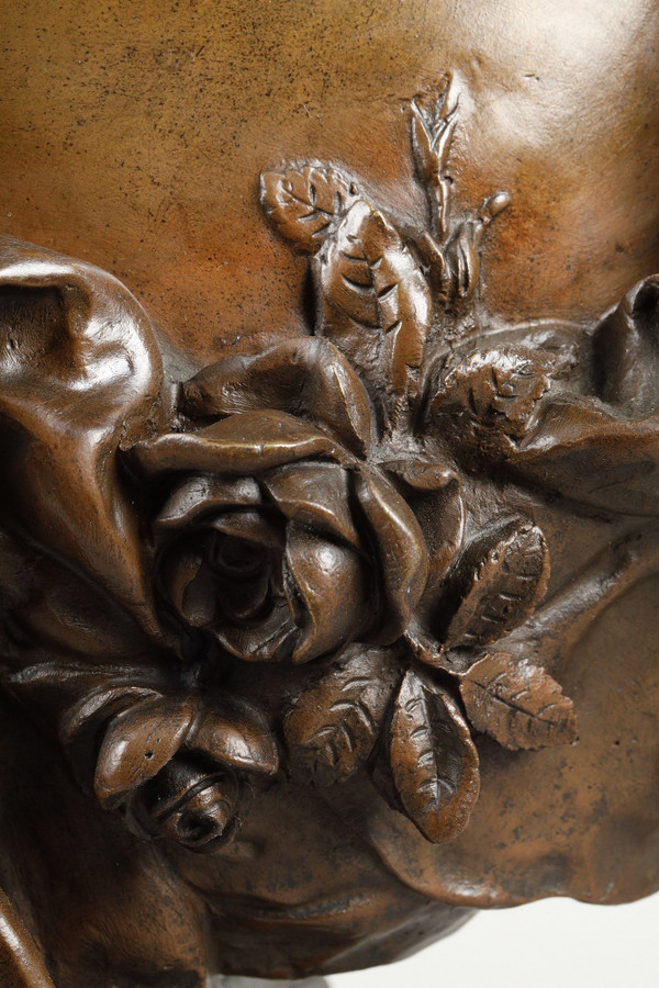 Skulptur von Zephyr aus Bronze mit Medaillenpatina