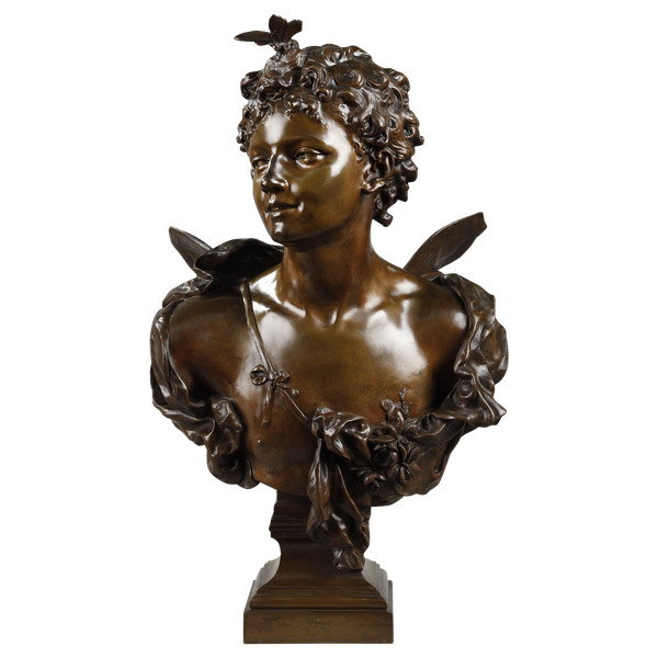 Skulptur von Zephyr aus Bronze mit Medaillenpatina