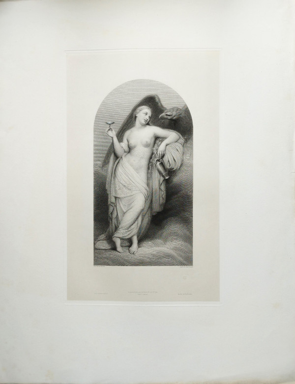 Nébé Deesse De La Jeunesse Gravure eau-forte  d'après Ary Scheffer 19ème