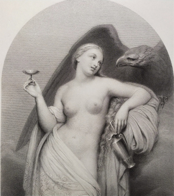 Nébé Deesse De La Jeunesse Gravure eau-forte  d'après Ary Scheffer 19ème