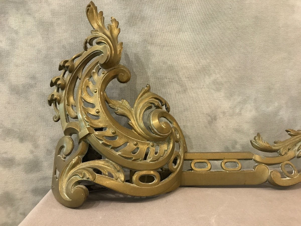 19th century cast iron and brass mantel bar