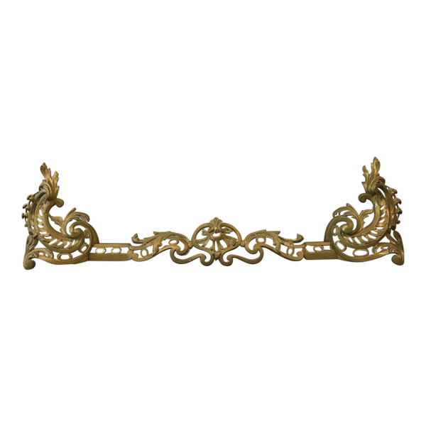 19th century cast iron and brass mantel bar