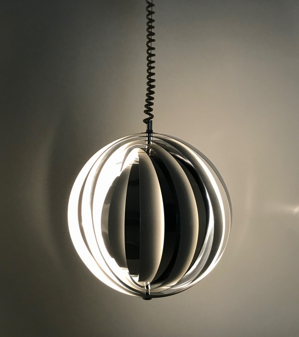 Moon suspension with white and chrome slats, Denmark 60s