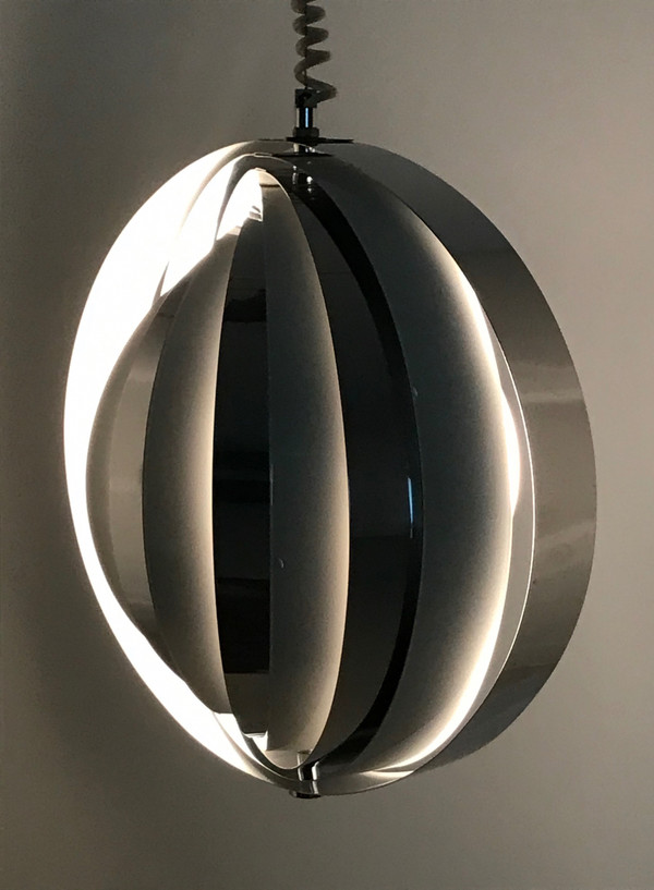 Moon suspension with white and chrome slats, Denmark 60s