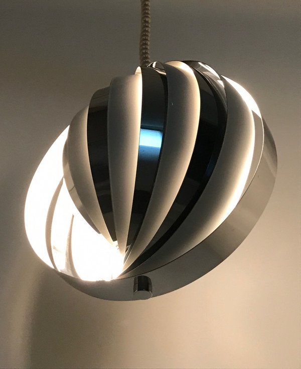 Moon suspension with white and chrome slats, Denmark 60s