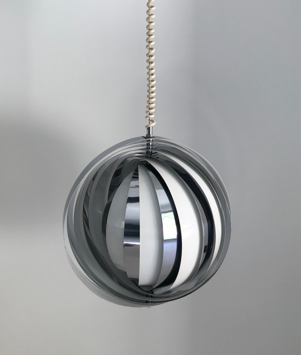 Moon suspension with white and chrome slats, Denmark 60s
