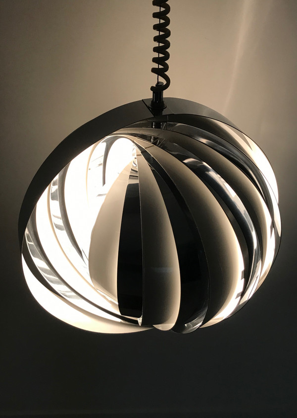 Moon suspension with white and chrome slats, Denmark 60s