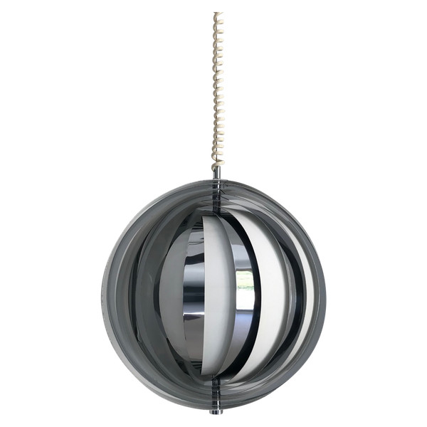 Moon suspension with white and chrome slats, Denmark 60s