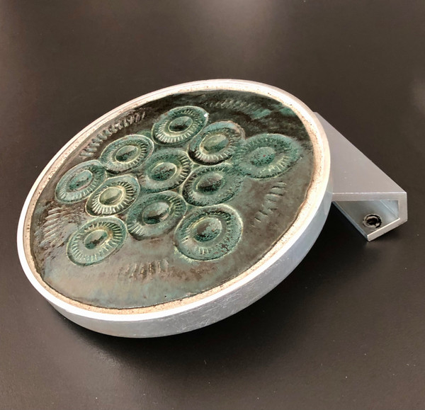 Maniglia per porta in ceramica e alluminio, Francia 1970