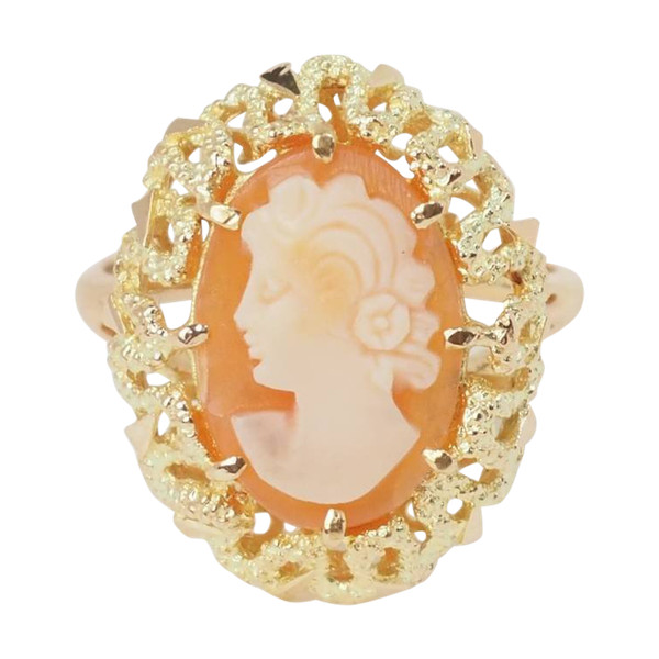Anello vintage in oro giallo e cammeo