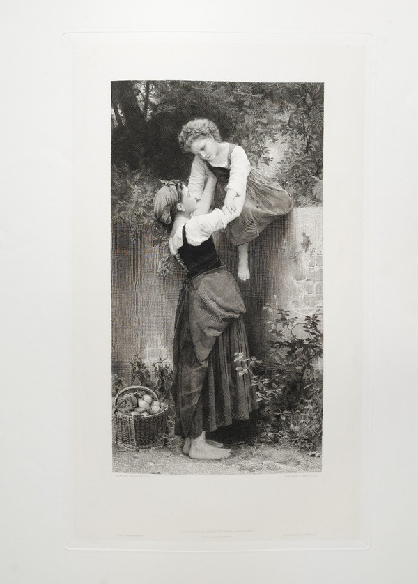 Gravure d'Après William Bouguereau Les Petites Maraudeuses Eau- forte 19ème