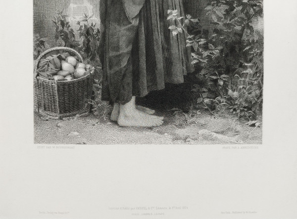Gravure d'Après William Bouguereau Les Petites Maraudeuses Eau- forte 19ème