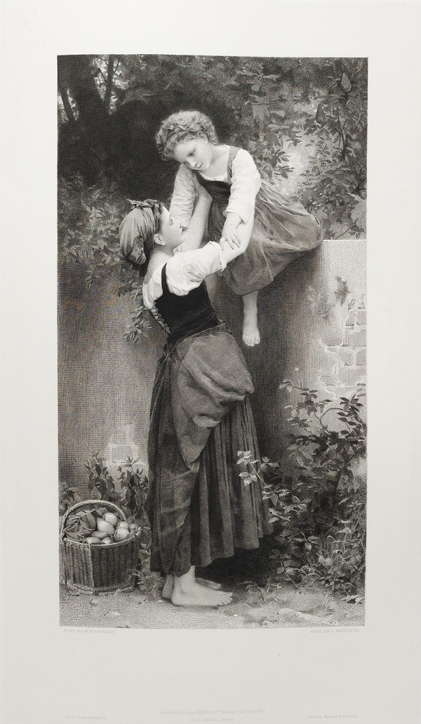 Gravure d'Après William Bouguereau Les Petites Maraudeuses Eau- forte 19ème