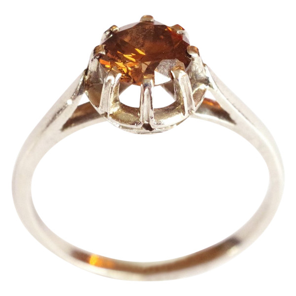 Solitario con diamante Fancy Cognac, anello solitario in platino